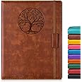 Lined Journal Notebook for Women Men,256 Pages A4 Large Hardcover Leather Journals for Writing,Travel,Business,Work,School,College Ruled Notebooks for Note Taking,Diary Notepad 8.6"×11" (Brown)