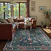 Morebes 5x7 Area Rugs for Living Room, Boho Vintage Blue Rugs for Living Room Non Slip, Vintage Floral Bird Infoor Throw Carpet for Bedroom Dining Room, Royal Blue