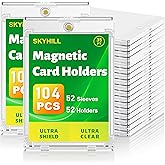 SkyHill 52ct Magnetic Card Holder, 35pt Slim One Touch Hard Card Case | U-V Protection &amp; Waterproof Mag Cases for Trading Cards. Display Case for Sports, Baseball, Football, Game Cards, 52 Sleeves