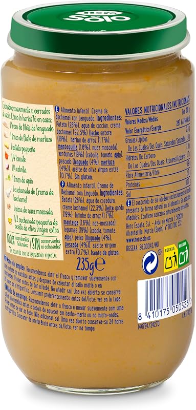 Hero baby caixa mista frascos de carne e peixe, legumes com pescada, bechamel com linguado e ensopado com carne e presunto, sem azeite de palma, 100% natural, a partir dos 6 meses, embalagem de 18x235 gr