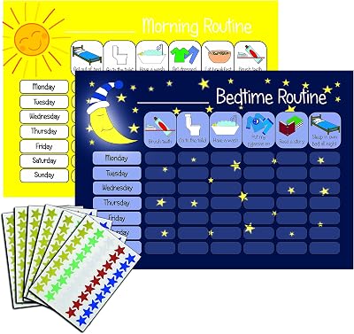 kids2learn Morning Bedtime Routine Reward Charts Twin Pack 270 Stickers