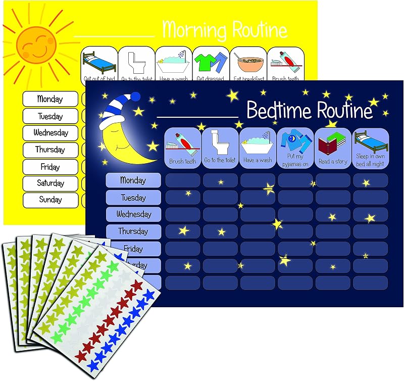 kids2learn Morning Bedtime Routine Reward Charts Twin Pack 270 Stickers