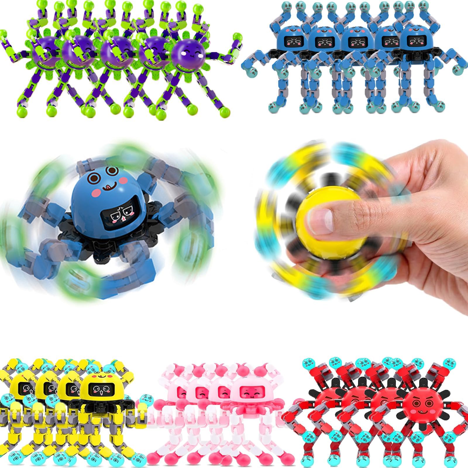 Photo 1 of 10 Pcs Transformable Fidget Spinner Toys for Kids, Stress Relief Sensory Toys for Autism ADHD, Birthday Party Favors, Easter Basket Essentials, Classroom Prizes, Stocking Stuffers for Boys Girls