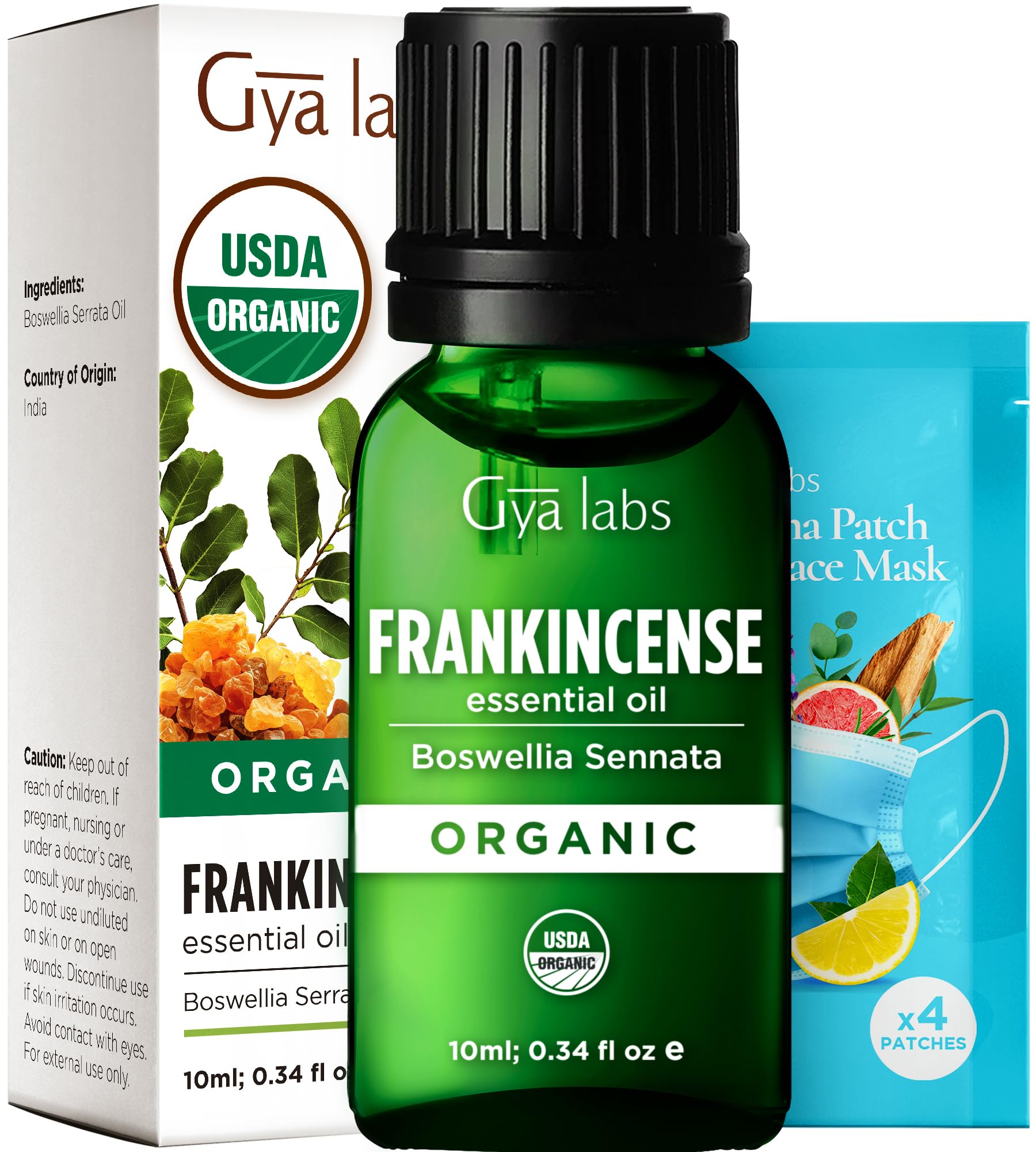 Gya Labs Organic Frankincense Essential Oil for Skin - 100% Pure and Natural Organic Frankincense Oil for Face, Body Comfort & Diffuser, Aromatherapy Oils for Calming & Relaxing (10ml)