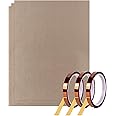 YRYM HT 3 Pack Teflon Sheet for Heat Press - 16" x 12" Teflon Sheets with 3 Rolls Heat Tape High Temp Tape for Sublimation Heat Resistant