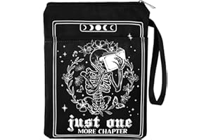VeloKomo Gothic Skeleton Book Sleeve - Tarot Card Book Sleeves Office Just One More Chapter Skull Waterproof Book Covers with Zipper Pouch Front Pocket Romance Washable Gifts for Books Lover Reader