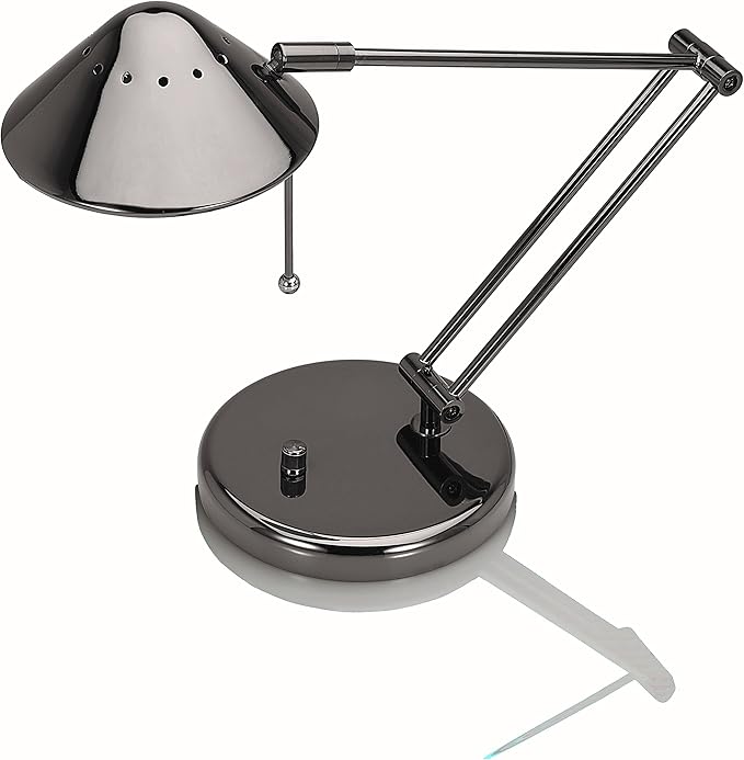 VLIGHT Halogen Desk Lamp with 3Point Adjustable Arm, Black Chrome