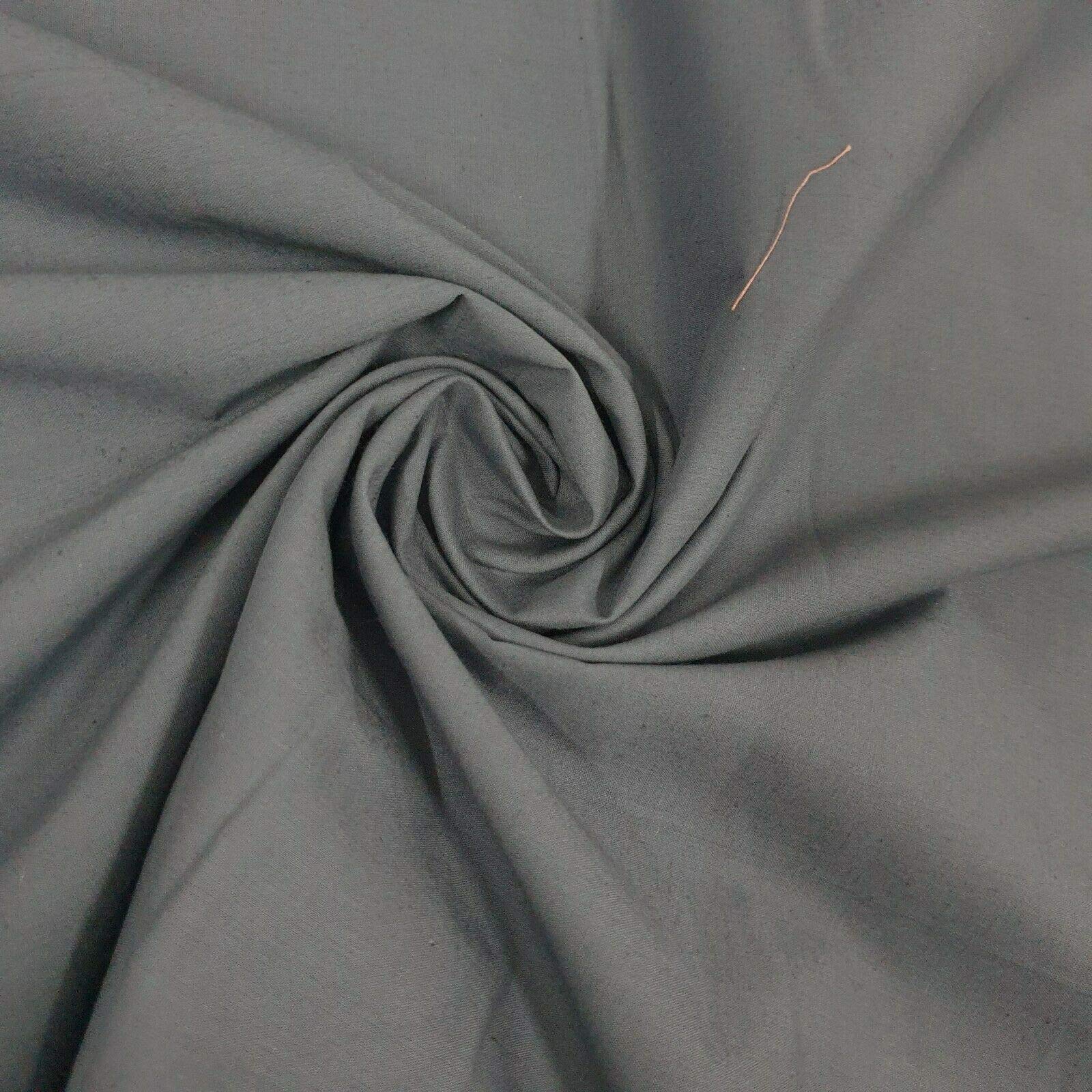 100% Cotton Fabric 112cm Wide Plain Cambric Poplin (Grey, 2 Meter) — image 1