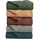 100% Cotton Taupe Blanket Twin Size for Bed - Breathable and Soft, Waffle Weave for Summer Spring, 90x66 Inches (Toffee)