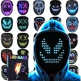 JDBMAOYE LED Light Up Mask with Gesture Sensing,Perfect Gifts for Teen Boys | Gift for Halloween Costume Mask Birthday Christmas Cosplay, Rechargeable, 50 Glowing Patterns, Cool Toys For Kids Adults