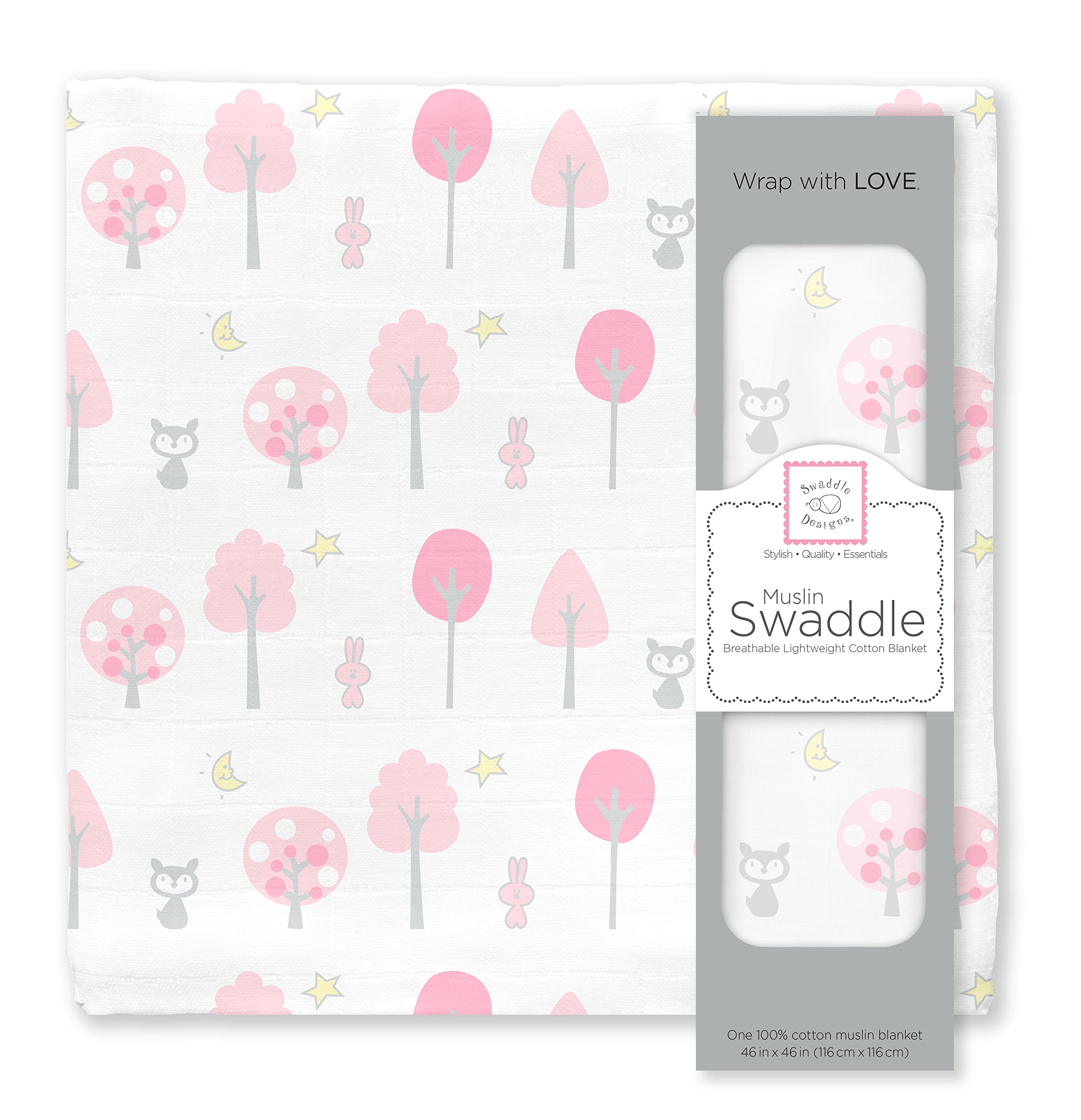 Photo 1 of SwaddleDesigns Large Muslin Receiving Swaddle Blanket for Baby Girls/Boys, Soft Premium Cotton, Boutique Quality, Best Shower Gift, Multiuse, Pink Thicket Woodland, Parent Picks Award Winner(SDM-152P)