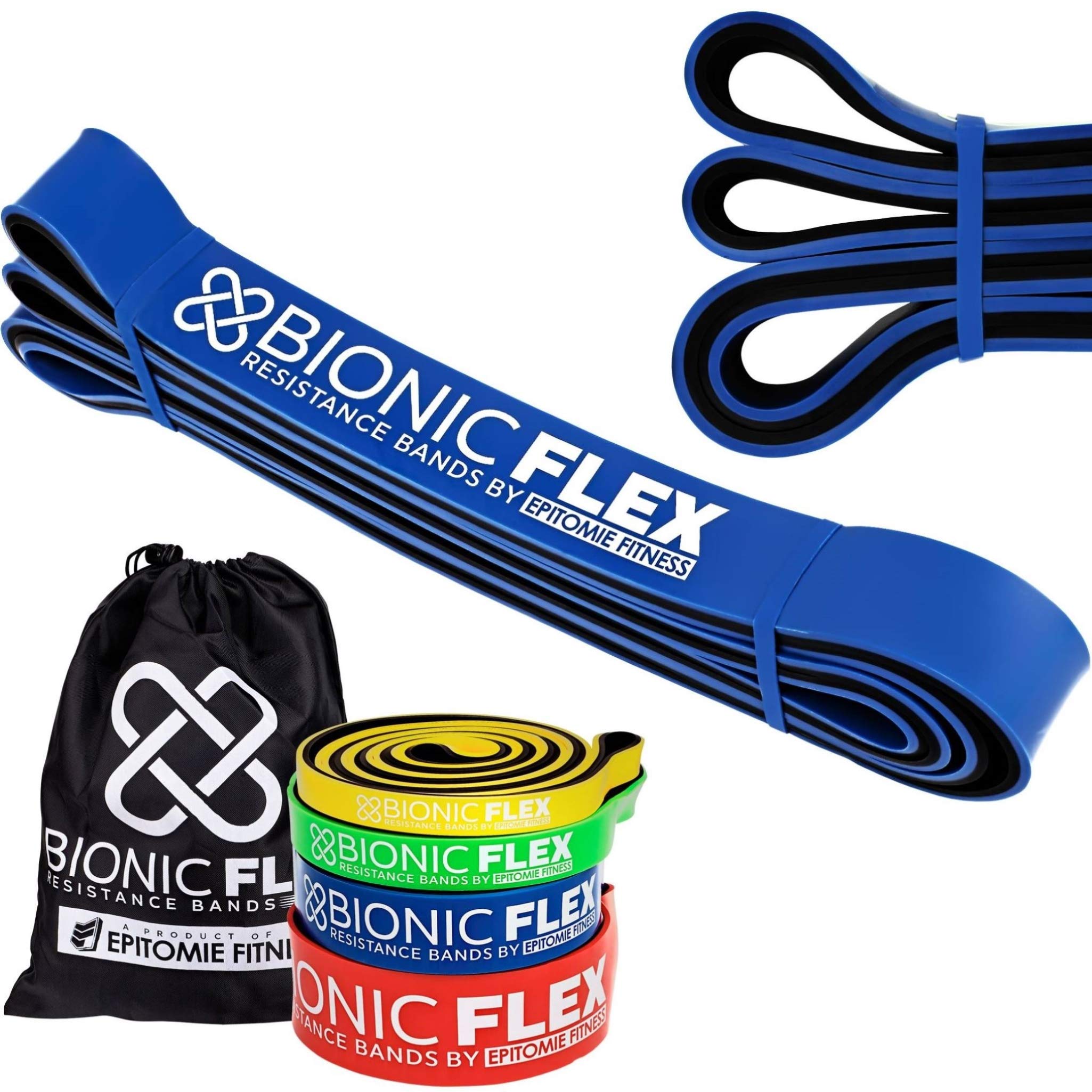 Bionic Flex Pull Up Assistance Band – Premium Dual Layer Pull Up Assist Bands for Strength Training Exercise, Physical Therapy, Powerlifting, Stretching – Single Blue Resistance Band (40 to 80 lbs)