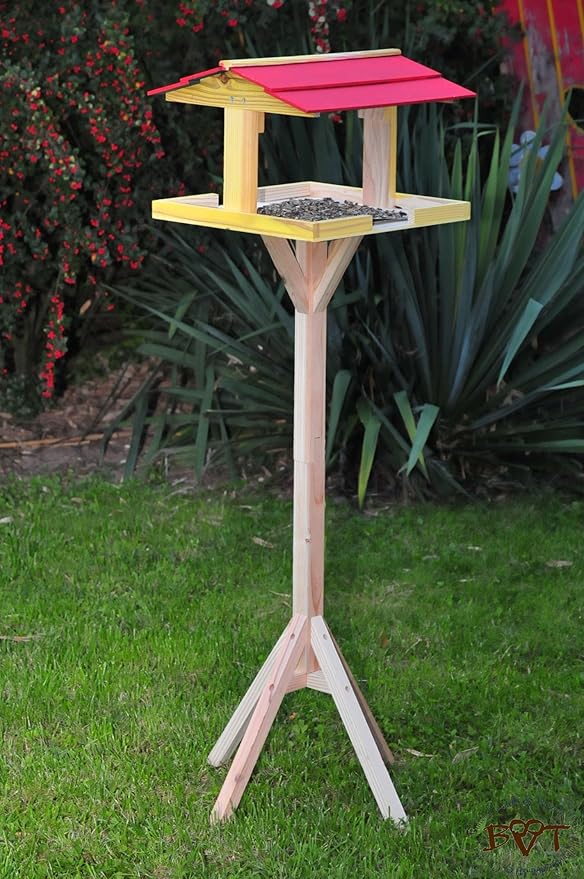vogelhaus groß, mit ständer DACH ROT / Vogelhaus, wetterfest IN