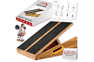 MAVIKS Professional Adjustable Calf Stretcher Slant Board for Squats for Ankle and Achilles Stretching, Posture Wooden Slant 