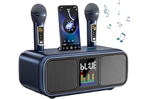 SINWE Portable Karaoke Machine with 2 Wireless Microphones, LED Screen, and Bluetooth Speaker. Supports AUX/USB/Type C/TF Card. Ideal for Home, Party, and Outdoor Activities. Perfect for Kids and Adults