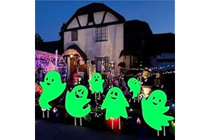 CINIQY Halloween Decorations Outdoor Yard Signs - Glow in The Dark - 6Pack Halloween Scary Ghost Yard Signs with Stakes for Family Home Front Yard Lawn Garden Halloween Party Decor (Glow Green)