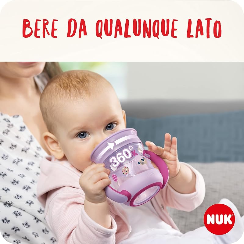 Mini Magic Cup Night Bicchiere salvagoccia | Bordo 360° anti-rovesciamento | 6+ mesi | Si illuminano al buio | Impugnatura facile | Privo di BPA | 160 ml | blu | 2 pezzi