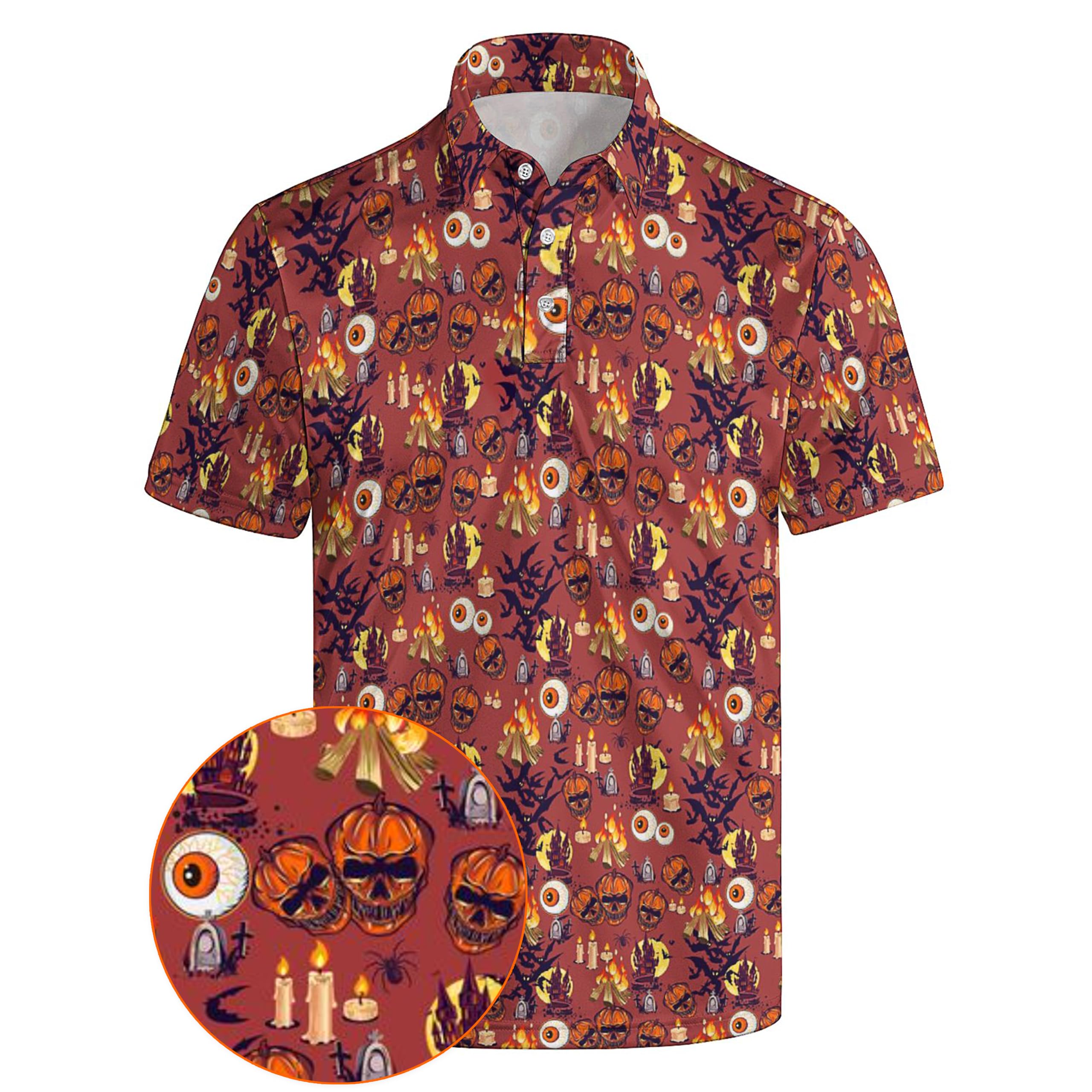 Xdceu Skull Golf Shirts for Men - Halloween