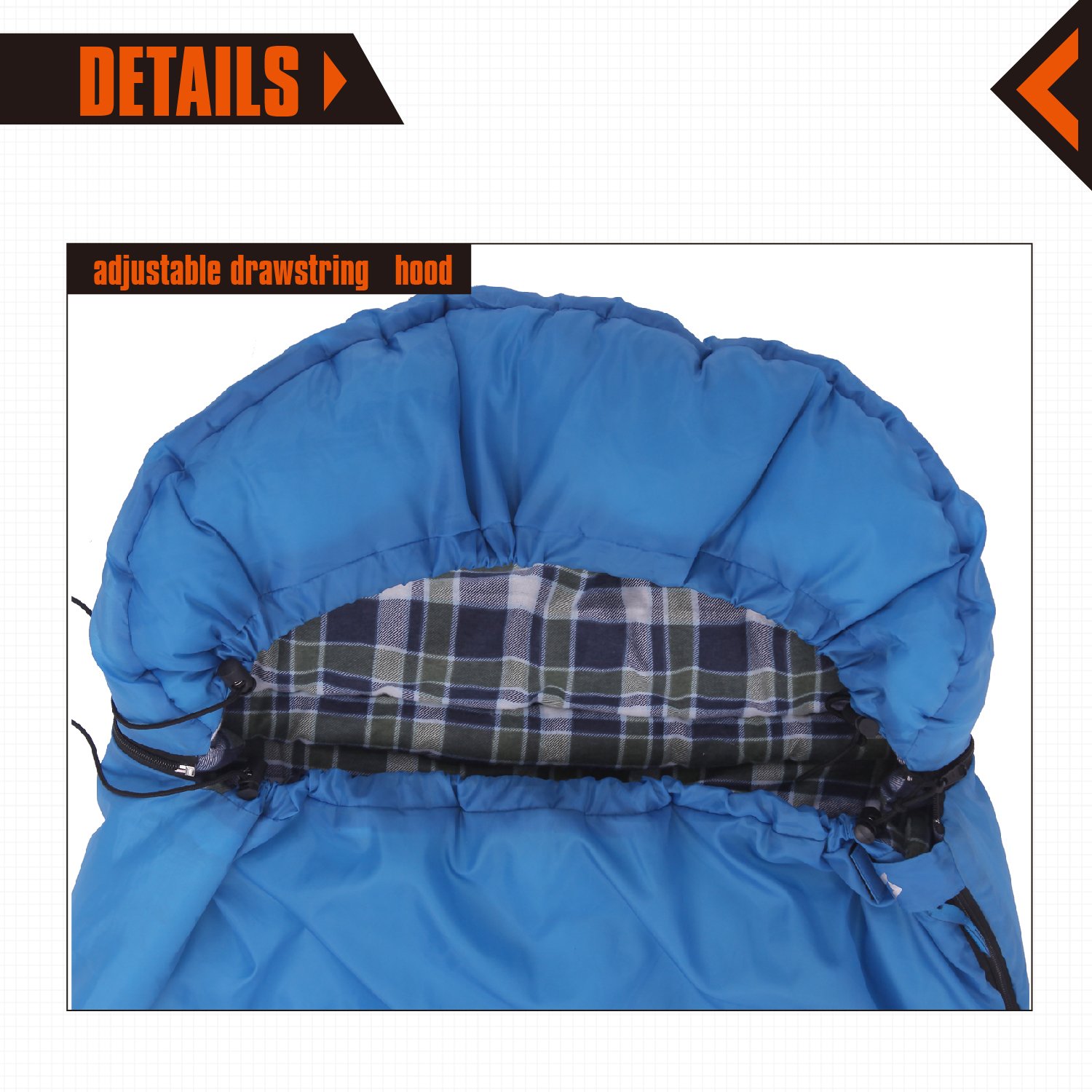 KingCamp Oversize 3-season 24.8F/-4C Adult Sleeping Bag with Compression Sack Blue Right Hand