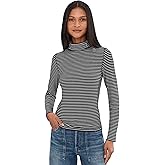 Madewell Womens Stripe Coverstitch Turtleneck Drapey Ray