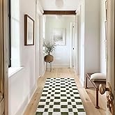 EVERGRACE Checkered Plaid Area Rug 2x6, Soft Christmas Faux Wool Rugs Washable Anti Slip Rugs Long Runner Carpet for Entryway Bedroom Living Room Hallway Kitchen and Laundry, Olive Green