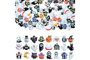 HADDIY Halloween Resin Charms for Crafts,100 Pcs Flatback Slime Charm Beads Miniature Ornaments for Halloween Embellishments Scrapbook and Mini Decorations
