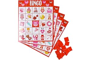 Iconikal Valentine's Day 32 Player Bingo Game Set Classroom Group Activity Fun Interactive Learning School Plus Bonus Game