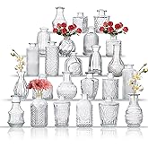 Glass Bud Vase Set of 24, Small Flower Vases, Glass Vases for Centerpieces, Vintage Home Table Decorations Bud Vases (24 Pcs, Clear)