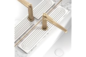 IMGROSE Faucet Mat for Kitchen Sink, Diatomite Stone Drying Sink Protectors, Bathroom Faucet Splash Guard, Quick Dry Water Absorbing, Non-Slip Stone Tray for Kitchen Counter, White, 23.6" x 3.9"