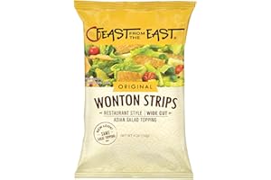Feast From The East Wonton Strips 4oz Asian Salad Topping Restaurant Style Wide Cut No Artificial Preservatives Certified Kosher (Pack of 1)