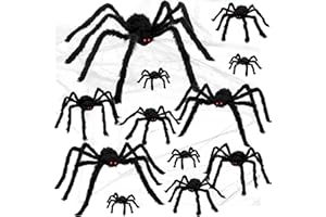 Colovis Halloween Spider Decorations, 12PCS Giant Spider Outdoor Halloween Decorations, Realistic Large Scary Spider Props for Indoor, Home, Yard, Party Creepy Halloween Decor
