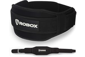 ROBOX Weight Lifting Belt, Gym, Back Support, Bodybuilding, Fitness, Training, Lumbar Support, Neoprene Workout Belt for Men 