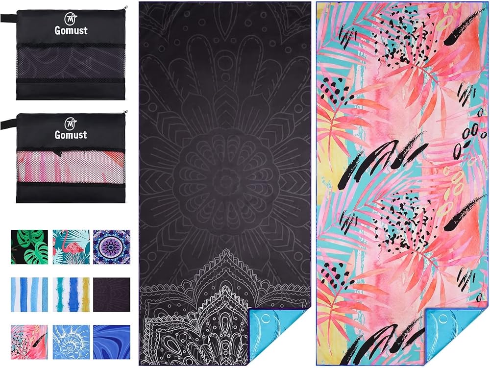 2 Pack Lightweight Thin Beach Towel Oversized 71"x32" Big Extra Large Microfiber Sand Free Towels for Adult Quick Dry Travel
