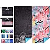 2 Pack Lightweight Thin Beach Towel Oversized 71"x32" Big Extra Large Microfiber Sand Free Towels for Adult Quick Dry Travel Camping Beach Accessories Vacation Essential Gift Black Mandala Pink Leaf