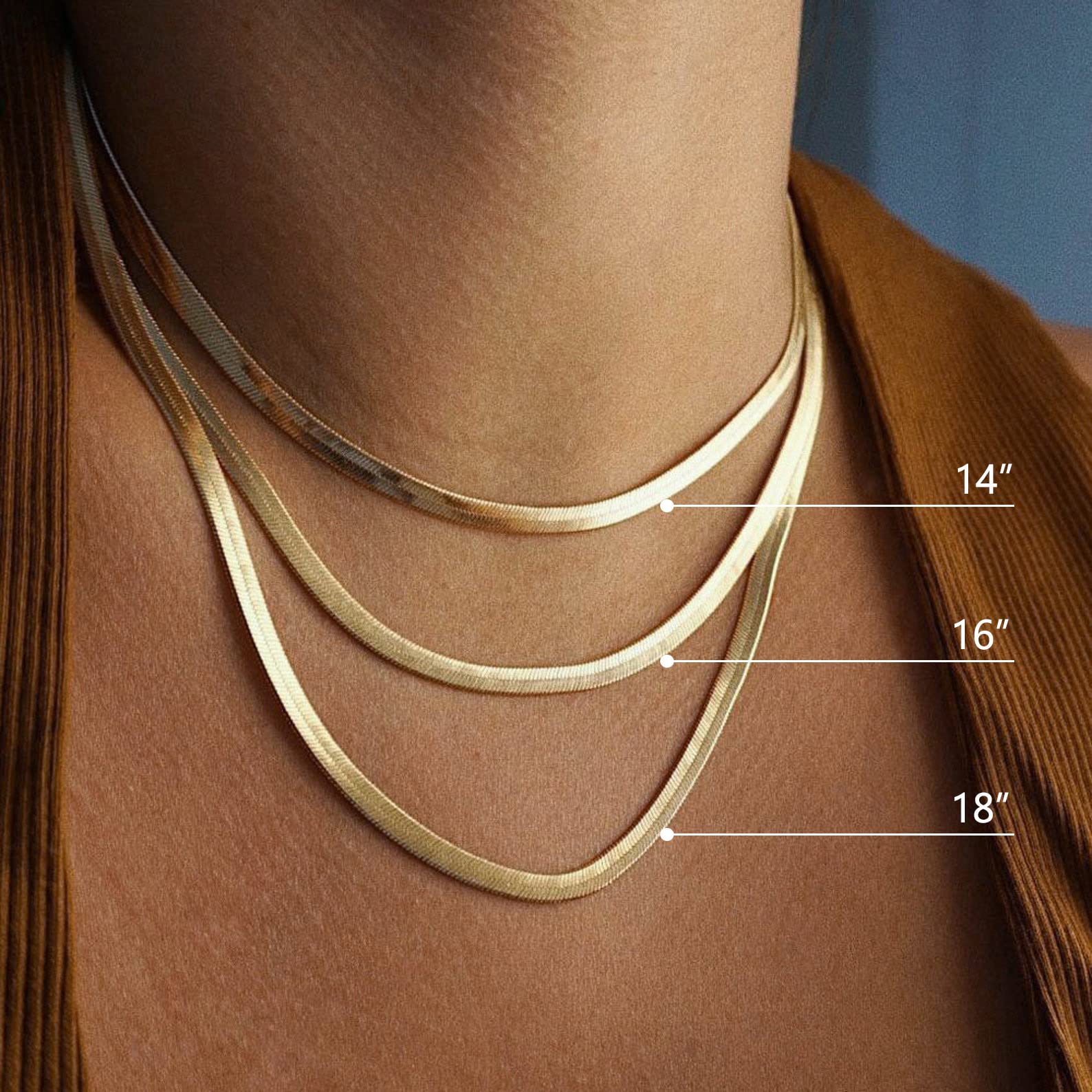DEARMAY 14K Gold Plated Necklaces for Women, Dainty Gold Herringbone Choker Necklace Thin Layered Snake Chain Jewelry for Gifts