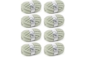 Cozyful Chunky Yarn for Hand Knitting, #9 Thick Jumbo Big Chunky Yarn for Crocheting, Super Chunky Knit Blanket Yarns, Large Chunky Chenille Yarns, 8 Pack (30 yds 8 oz Each Skein), Sage Green