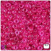 BeadTin Bright Pink Sparkle 6.5mm Mini Barrel Pony Beads (1000pcs)
