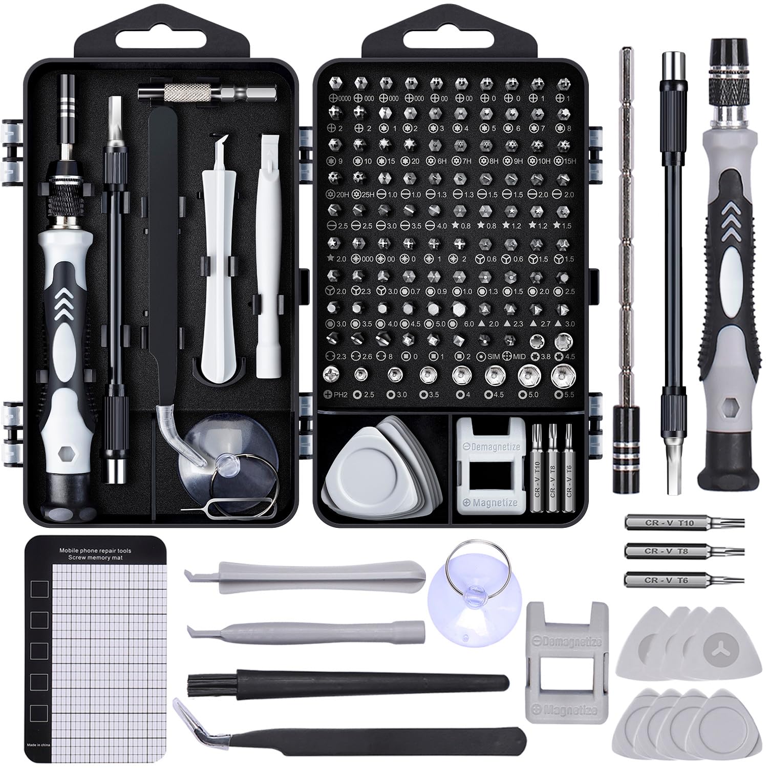 Computer Reparatur Kit,122 in 1 Professionell Magnetische Laptop Schraubendreher Kit,Kleine Präzisions Schraubendreher Set, Mit Fall für iPhone, Laptop, PC, Computer, Uhr, Ps4 DIY Handwerkzeuge -Grau