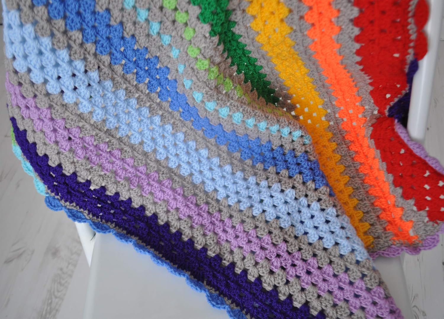 Handmade By Bbkits Crochet Granny Square Rainbow Baby Blanket Amazon Co Uk Handmade