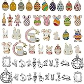 WOCRAFT 55pcs Enamel And Silver Bracelet Easter Charms for Jewelry Making Crafts DIY Necklace Bracelet Keychain Crafting Charms Kit (M770)
