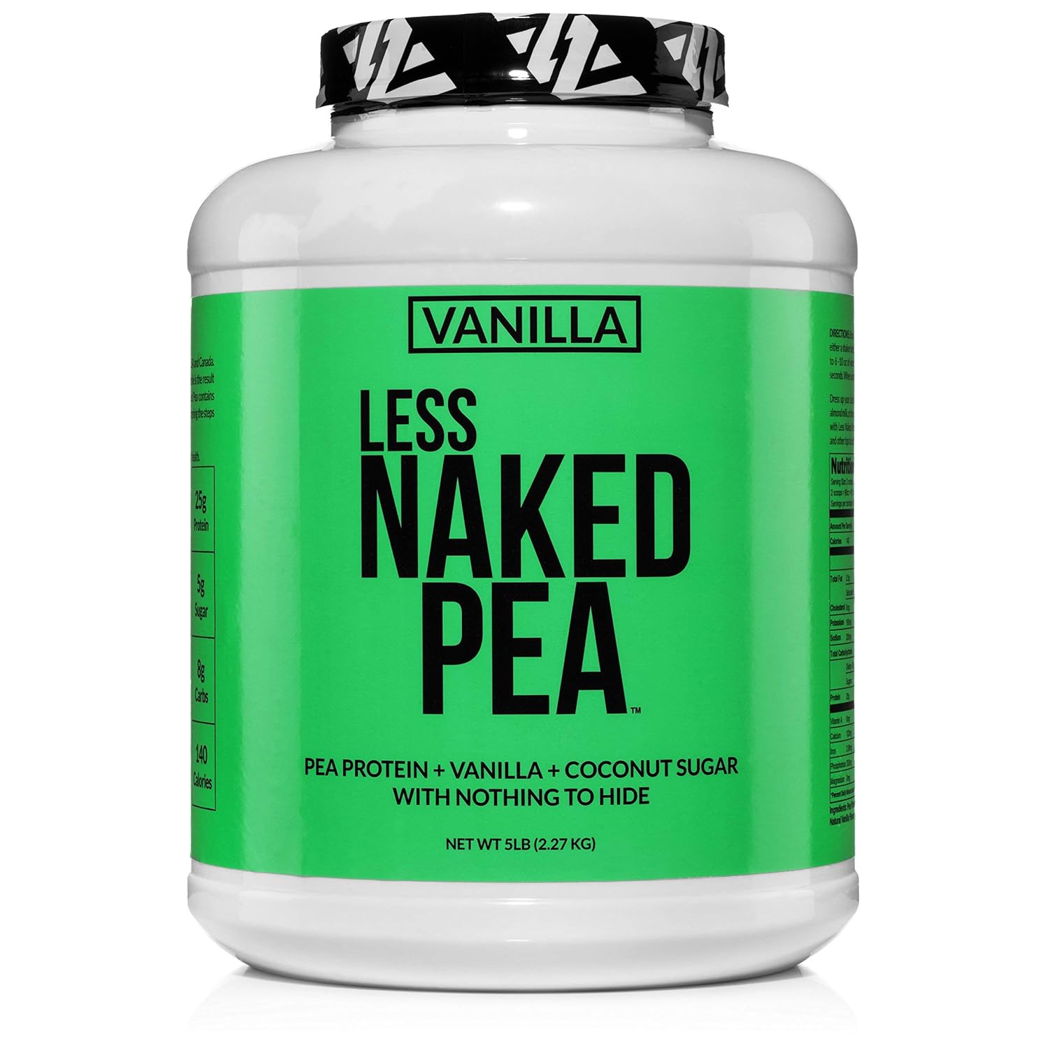 LESS NAKED PEA - VANILLA PEA PROTEIN - Pea Protein Isolate from North American Farms - 5lb Bulk, Plant Based, Vegetarian & Vegan Protein. Easy to Digest, Non-GMO, Gluten Free, Lactose Free, Soy Free: Grocery & Gourmet Food