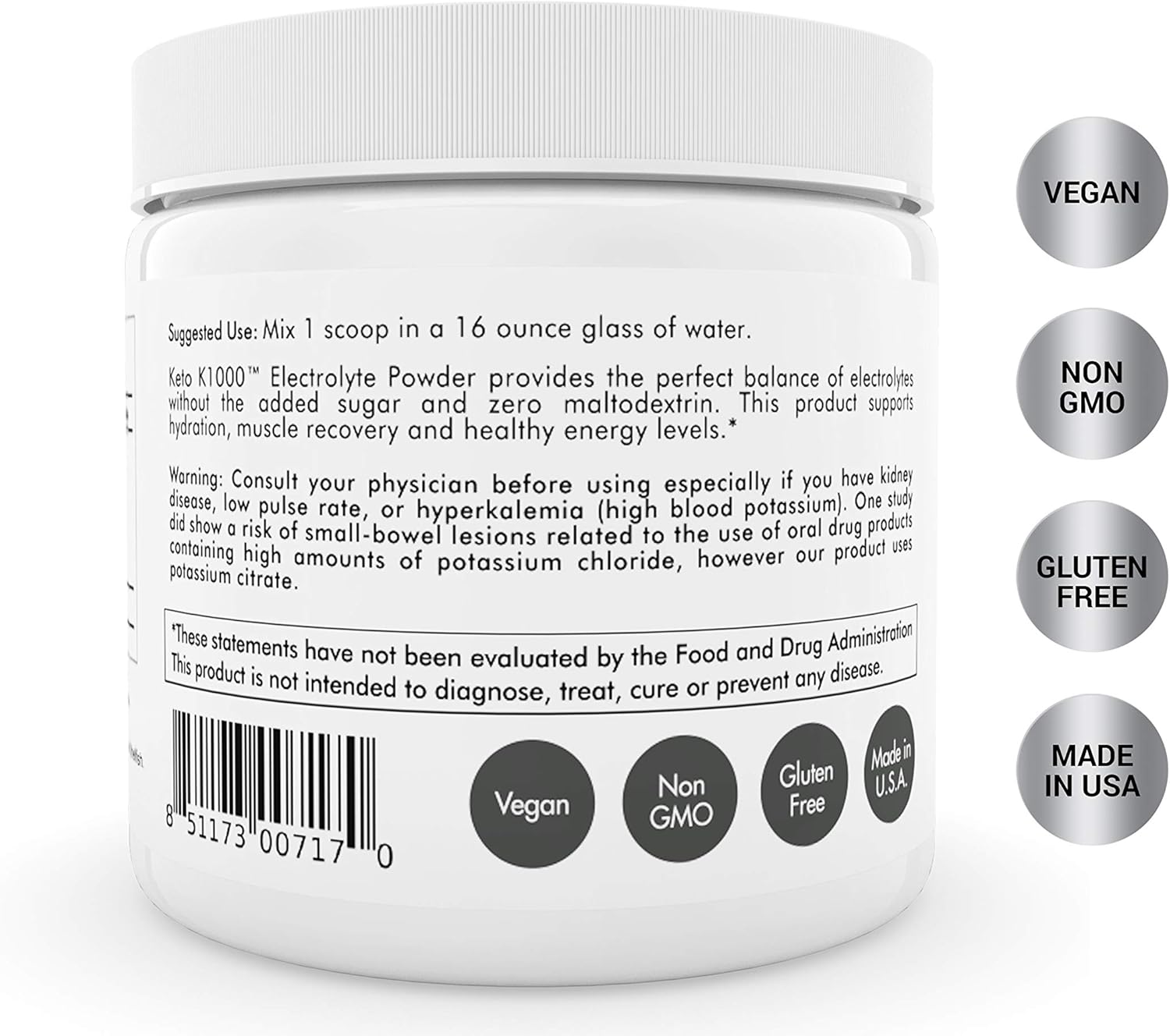 Keto K1000 Electrolyte Powder | Boost Energy & Beat Leg Cramps | No Maltodextrin or Sugar | No Ingredients from China | Amazing Raspberry Lemon | 50 Servings: Health & Personal Care