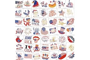 GARSELLEN 4th of July Tattoos for Kids - 180Pcs Fourth of July Tattoos Temporary Individual, USA American Flag Patriotic Red White and Blue Independence/Memorial/Labor Day Decorations Accessories Party Supplies
