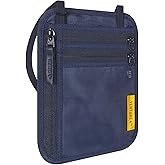 VENTURE 4TH Slim Passport Holder Neck Pouch with RFID Blocking Travel Neck Wallet and a Nylon Lining (Navy)