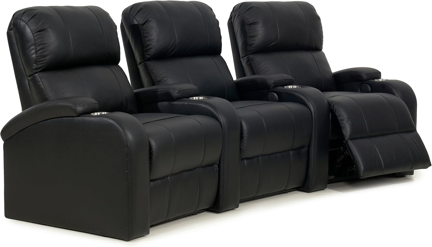 Octane Edge XL800 Row of 3 Seats, Curved Row in Black Leather with Manual Recline: Furniture & Decor