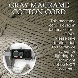 MB Cordas Gray Macrame Cord 3mm * 147yd Cotton Rope
