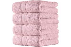 ALL DESIGN TOWELS Quick-Dry, Soft & High Absorbent Hand Towels 16"x29" Cotton Turkish Hand Towel Set of 4 | Daily Use 100% Cotton Towels for Bathroom, Gym & More | Bathroom Hand Towels (4 Pcs, Pink)