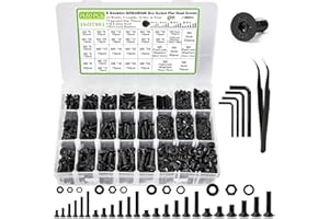 K Kwokker M3 M4 M5 M6 Nuts and Bolts Assortment Kit, Hex Socket Flat Head 24 Size 6-25mm Metric Bolt Assortment, Upgraded Zinc Plated Screw Set Machine Screws, Bolts and Nuts Kit w/Washers, 1485Pcs