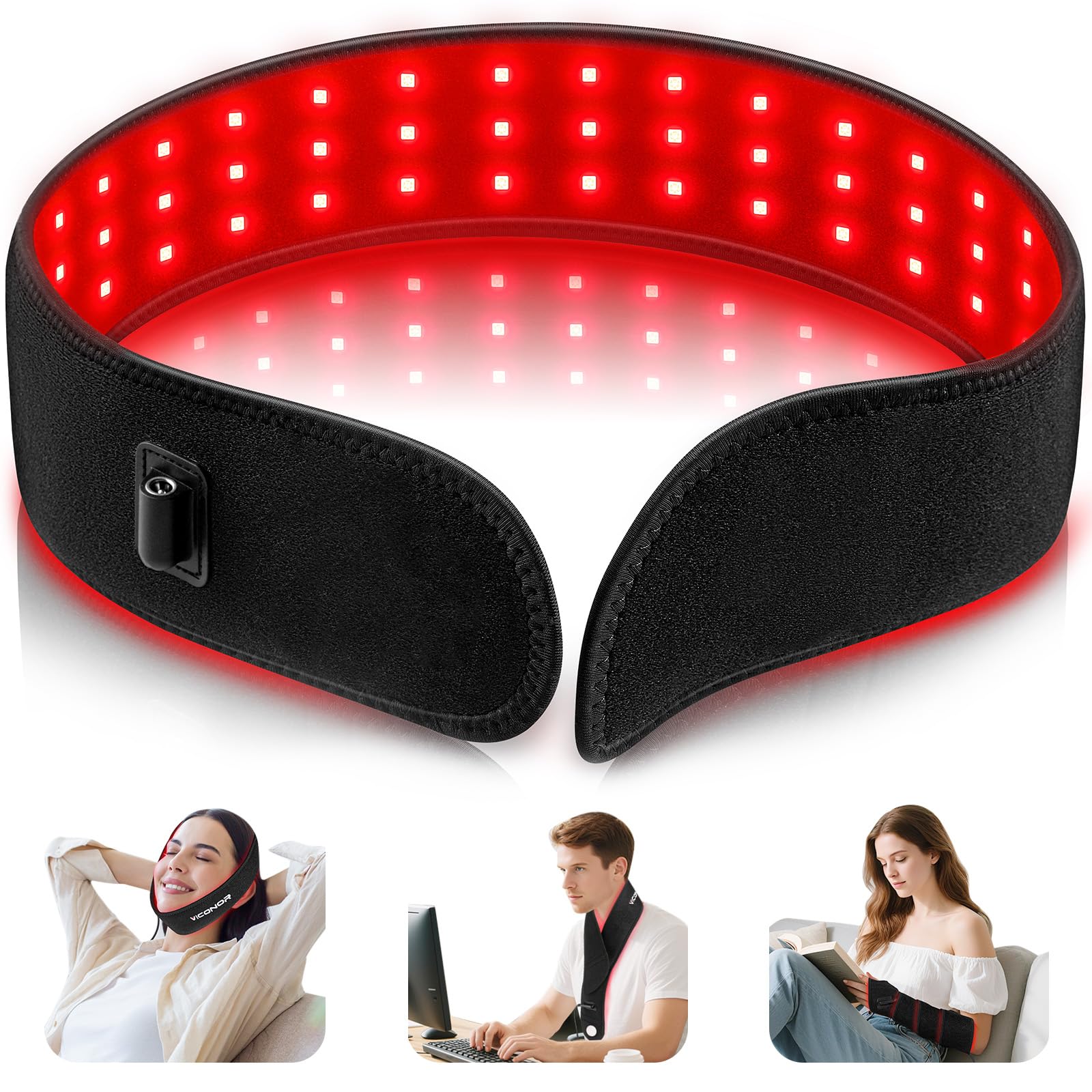 Photo 1 of Red Light Therapy Belt for Body, Near Infrared Light Therapy for Face Neck 15W Wearable Red Light Neck Wrap with Timer Belt for Chin Hand Wrist Knee Unisex Gift