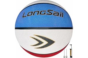 Longsail Full Size Basketball Rubber- Leather,Indoor-Outdoor-Pool,with Pump(Deflated)